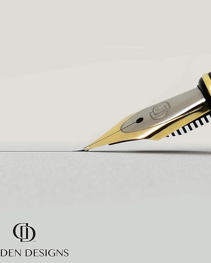 Dryden Designs Fountain Pen. Medium Nib Premium Box | 6 Ink Cartridges Included (Royal Red)