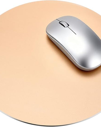 Premium Aluminum Metal Mouse Pad Mice Mat, 7.7 Inch Round Mouses Pads Gaming Office Home Mice Mat, Waterproof Surface Cute Computer Small Flat Double Sided Mouse Pad for Men Women (Champagne Gold)