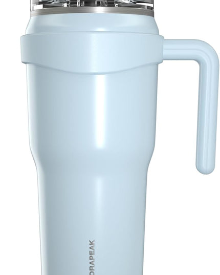 Hydrapeak Roadster 40oz Stainless Steel Tumbler Double Wall Vacuum Insulated Water Bottle With Handle And 2 in 1 Straw Lid (Powder Blue)