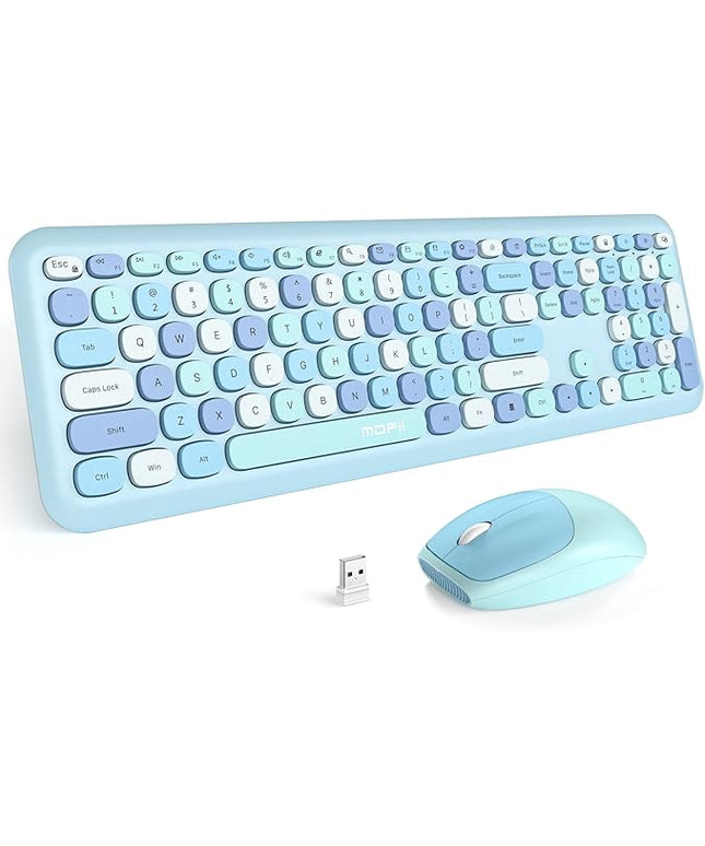 MOFII Wireless Keyboard and Mouse Combo Silent, Slim Compact 2.4G USB Full Size, Cute 110 Keys Keyboard for PC, Notebook, MacBook, Tablet, Laptop, Windows System