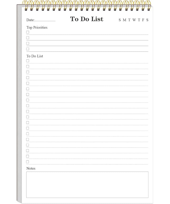 Yaridar To Do List Notepad - A5 Undated Daily Planner, 50 Sheets To Do List Notebook for Work, Spiral Waterproof Notepad for Office Supplies, School Planner, 5.8" x 8.3"