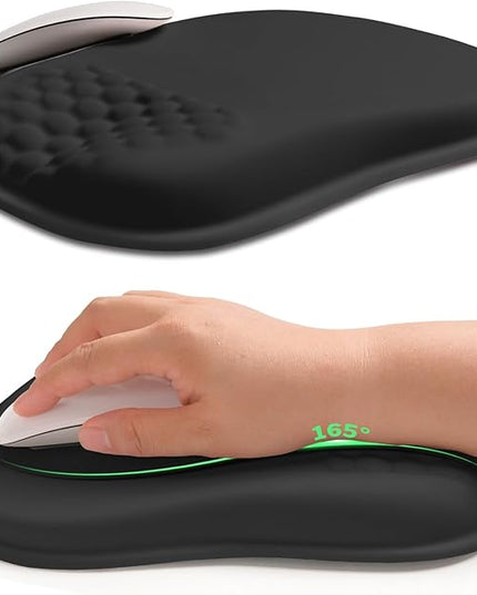 Hokafenle Ergonomic Wrist-hugging Mouse Pad Wrist Support, U-shaped Holding Wrist Rest Mousepad for Carpal Tunnel Pain Relief with Cushioned Memory Foam Slope Massage Bulge (Classic 10.2x8.3 in,Black)