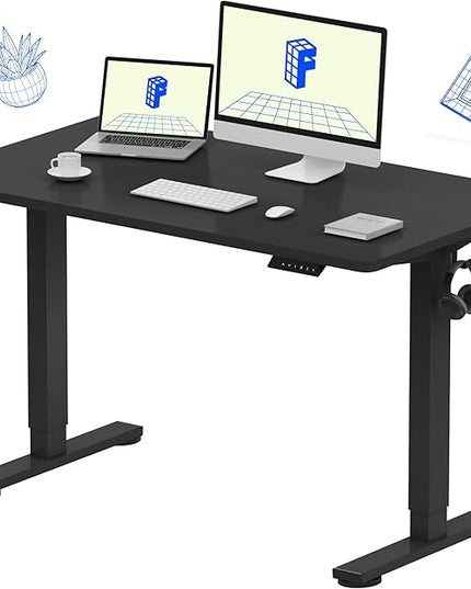 FLEXISPOT EN1 One-Piece Standing Desk, 48"x24" Seamless Desktop Electric Height Adjustable for Home Office, Study Rooms & Multi-Device Workstations, Black