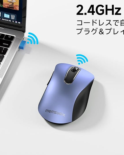 memzuoix 2.4G Wireless Mouse, 1400 DPI Mobile Optical Cordless Mouse with USB Receiver, Portable Computer Mice Wireless Mice for Laptop, PC, Desktop, MacBook, 5 Buttons (Navy Blue)
