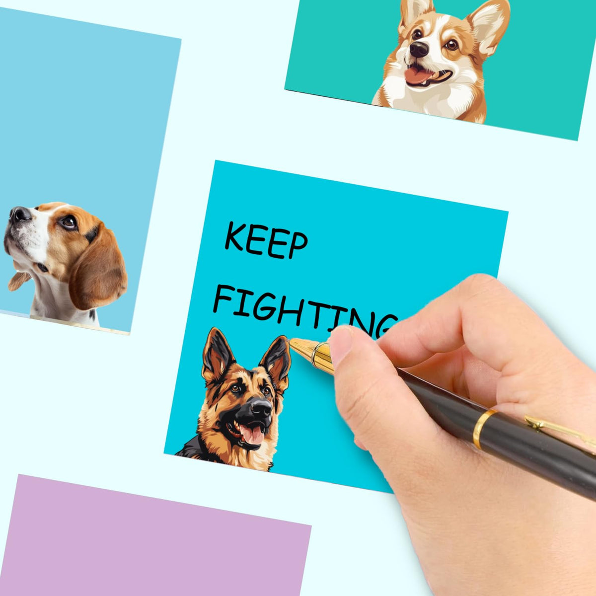 9 Pads Cute Sticky Notes Set, 3" x 3" Dog Self Stick Notepads, Funny Dog Stationery, Kawaii Adhesive Memo Pads, Dog Lover Gifts, Office Decor Desk Accessories, School Supplies