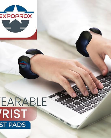 Wearable Gaming Wrist Rest for Keyboard, Mouse pad, Laptop, and PC Work or Gamer Support. (Black, S-M)