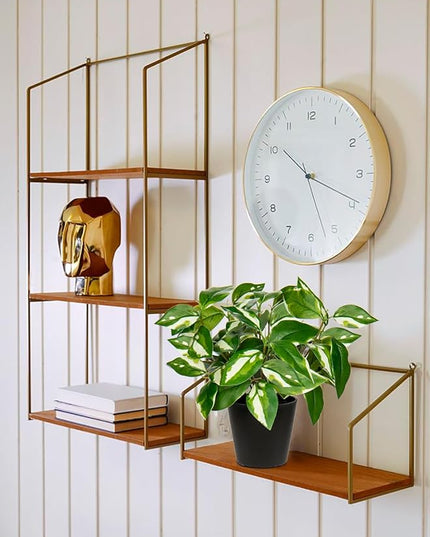 Oairse Artificial Plants Indoor Small Fake Plants in Pots Faux Pothos N‘ Joy Potted Plant Fake Indoor Plants with Black Pots for Bathroom Living Room Office Desk Shelves
