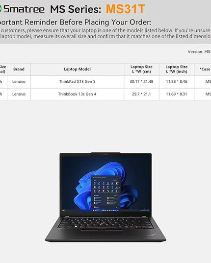 Smatree MS31T Hard EVA Protective Sleeve with Stand Compatible for 13 inch Lenovo ThinkBook 13s Gen 4 Laptop, for 13 inch Lenovo ThinkPad X13 Gen 5 Laptop Notebook Bag