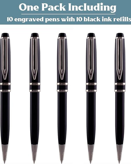 Ancolo Personalized Ballpoint Pens - Executive Writing Pen with 10 Black Ink Refill Engraved with Your Message Name on the Pens Gift Set for Man/Women/Writers/Collection/Journalist