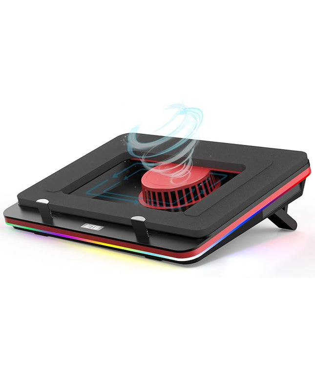 IETS GT500 Powerful Turbo-Fan (5000 RPM) RGB Laptop Cooling Pad with Infinitely Variable Speed,Seal Foam for Rapid Cooling Gaming Laptop,Dust Filter for Protect Laptop,13-17.3inch Laptop Cooler