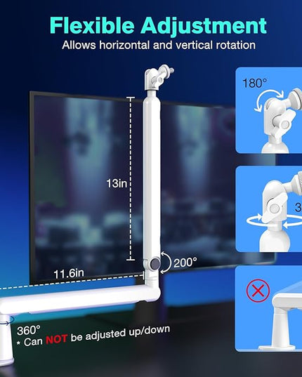 FIFINE Boom Arm Mic Stand, Low Profile Microphone Arm Stand, Podcast Mic Boom Arm with Desk Mount, Cable Channels Management, Metal Boom Arm White for Recording/Streaming/Gaming/Home Office-BM88W