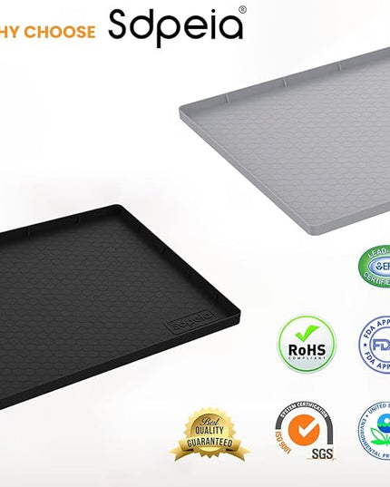 Sdpeia Under Sink Mat 31"×22" Waterproof Silicone Cabinet Liner & Sink Protector for Kitchen & Bathroom, Multi-Purpose Organizers Tray for Pets, Laundry, Cat Litter Mat, Black