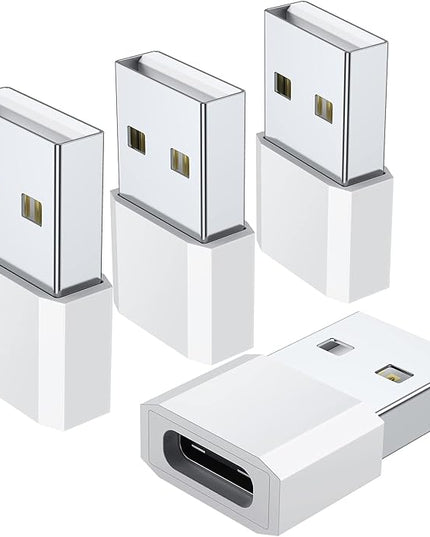 USB C Female to USB Male Adapter (4-Pack), Type C Charging Cord Connect USB A Charger for iPhone 17 16 15 14 13 12 11 Pro Max, iPad Air 5 Mini 6, Samsung Galaxy S25 S24 S23 S22 Ultra,Google Pixel 9 8
