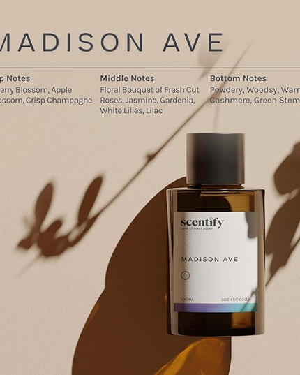 Scentify Madison Ave Aroma Oil Refill Scent for Oil Diffusers Luxurious Relaxing Aromatherapy Fragrance 100ml, 3.38oz