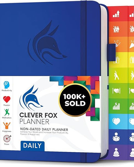 Clever Fox Daily Planner – Undated Planning Notebook with Hourly Schedule & To-Do List – Personal Day Task & Work Organizer, 6 Months (Royal Blue)