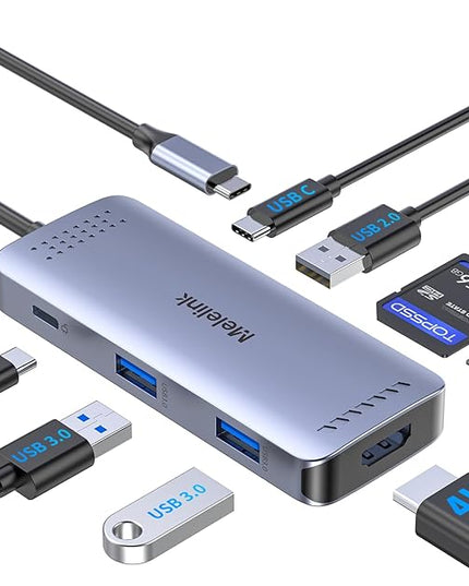USB C Hub Multiport Adapter for MacBook Pro/Air, 8 in 1 USB-C Dock Mac Dongle HDMI Adapter(4K@60Hz HDMI,SD/TF Card Reader,100W PD, USB-C Data & 2*USB-A 3.0) Compatible for iPad Pro,iMac,Dell,HP,Lenovo
