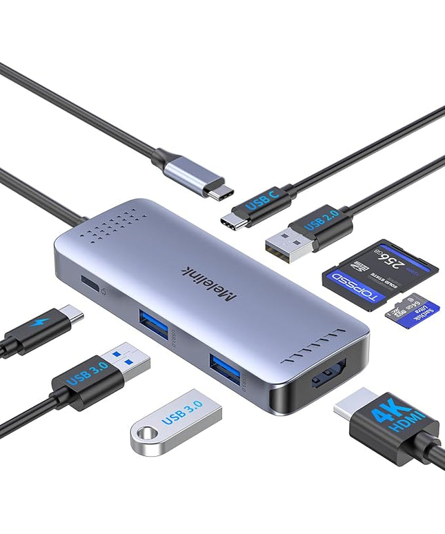 USB C Hub Multiport Adapter for MacBook Pro/Air, 8 in 1 USB-C Dock Mac Dongle HDMI Adapter(4K@60Hz HDMI,SD/TF Card Reader,100W PD, USB-C Data & 2*USB-A 3.0) Compatible for iPad Pro,iMac,Dell,HP,Lenovo