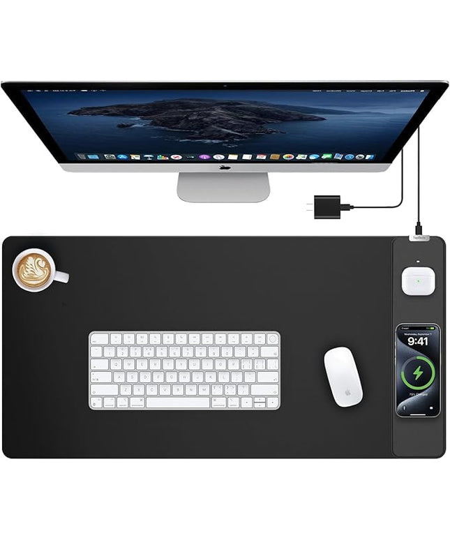 TopMade Mouse Pad with 15W Wireless Charging, Waterproof Gaming Mousepad with Ultra-Smooth Surface, Non-Slip Base, 31.5"x15.75" XXL Large Desk Pad (Includes 20W PD Power Adapter & 6.56ft Woven Cable)