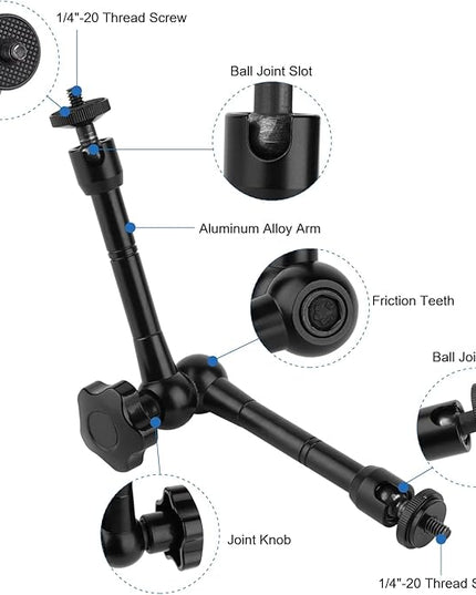 Magnetic Camera Mount for GoPro Hero/Insta 360 / DJI OSMO/AKASO Action Camera,3.46 inch Diam Magnetic Rubber Coating Base,10 inch Length Adjustable Aluminum Alloy Arm