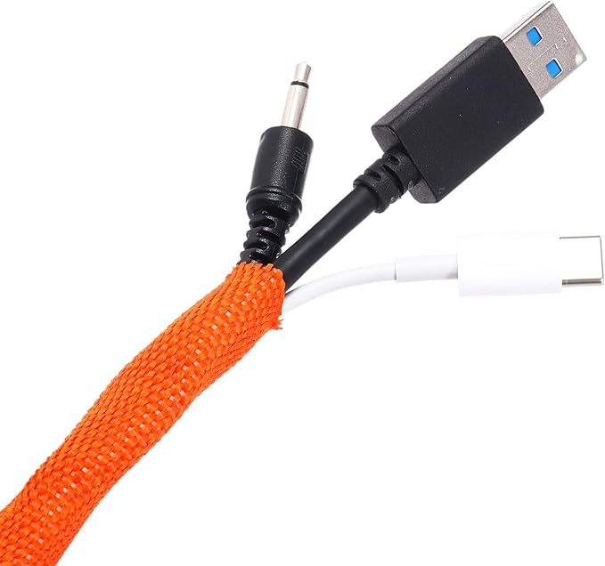 MECCANIXITY Braided Cable Sleeves Heat Shrinkable Fabric Sleeving, 1" 3ft Orange 2:1 Ratio Heat Shrinkable Cord Protector for Harness Cable, Network Cable Protection, Cable Management