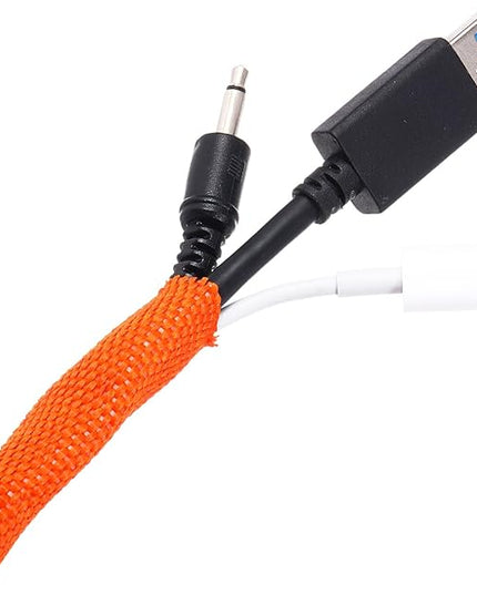 MECCANIXITY Braided Cable Sleeves Heat Shrinkable Fabric Sleeving, 1/4" 33ft Orange 2:1 Ratio Heat Shrinkable Cord Protector for Harness Cable, Network Cable Protection, Cable Management