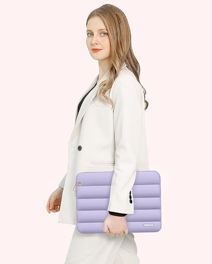 MOSISO 13.3 inch Laptop Case, 13-13.3 inch Puffy Laptop Sleeve Compatible with MacBook Air 13 13.6 M4 M3 M2 M1/Pro 13/Pro 14, HP Dell ASUS Lenovo,Polyester Horizontal Bag with Small Case, Purple