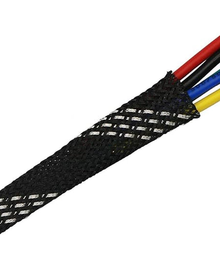30ft PET Expandable Sleeving Wire Cable Sleeve (1/6", Silver&Black)
