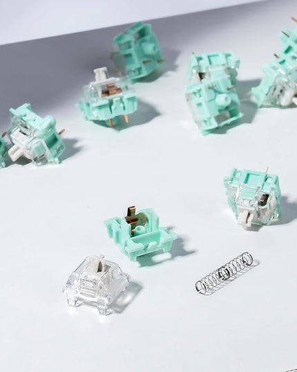 Jade Series 3.0 White Linear Keyboard Switches,3-Pin 38gf 20mm Dual-Stage Spring Pre-lubed Switches for MX Mechanical Keyboard(White,45Pcs)
