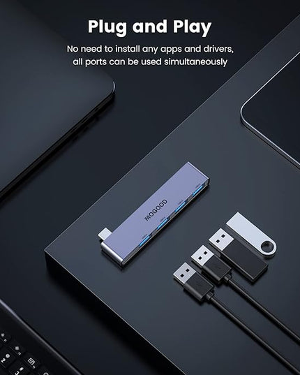 USB C to USB Hub 4 Ports,MOGOOD USB C to USB Hub Multiport Adapter,USB C Splitter with USB 3.0 Port,USB Type C Docking Station for MacBook Pro/Air2020/2019,Surface Pro and More