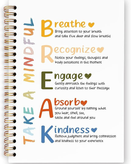 dvhdajed Mental Health Take a Mindful Break Spiral Notebook, Therapy Anxiety Relief Journaling Notebooks, Therapy Journal Notebooks for Women, Psychologist Office School Supplies Gifts, 5.5x8.3 In