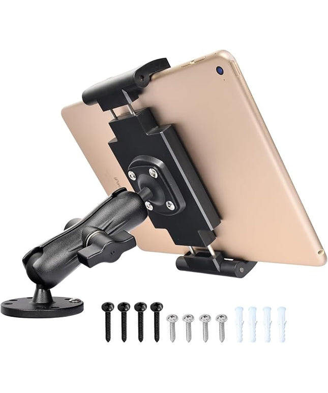 VAUBORTTI Heavy-Duty Tablet Mount, Aluminum Arm, Screw-Locked Holder, Industrial AMPS Base – Fits RAM B Size – Truck, Car, RV Dash, Desk, Wall Mount – 7–12.9" iPad Pro, Air, Mini, Galaxy Tab Holder