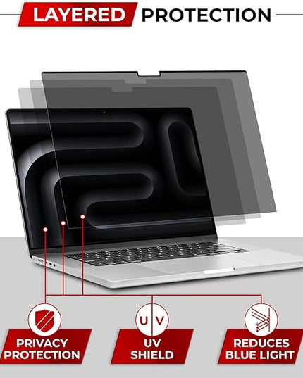 SightPro Magnetic Privacy Screen for MacBook Pro 16 Inch (2021-2024, M1, M2, M3, M4, Pro, Max) Removable Laptop Privacy Filter Shield and Protector