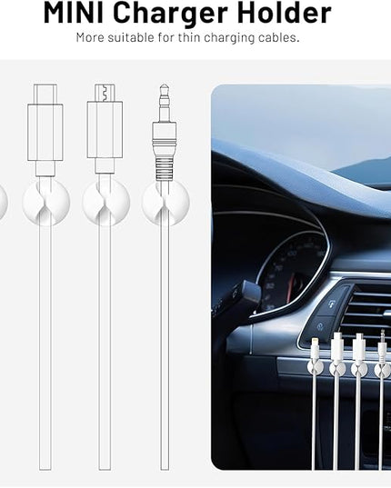 18 Pack Mini Cable Clips, Znben Cord Organizer Holder Adhesive Cord Management Charger Wire Holder Clips for Desk, Home, Office, Car, Cubicle, Nightstand White