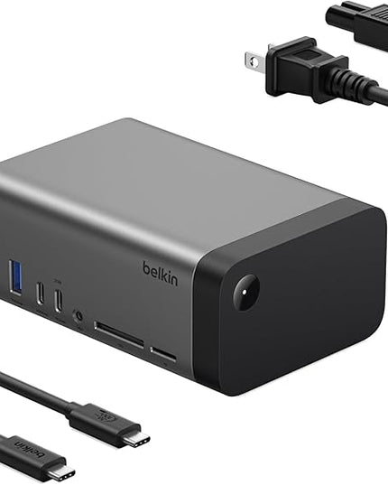 Belkin USB-C Hub, 11-in-1 Pro GaN Dock 150W, Multi-Port Docking Station w/USB-C, USB-A, Ethernet, SD, MicroSD, 3.5mm Port, 4K HDMI Ports for Triple Monitor Display - Compatible w/MacBook Pro & More