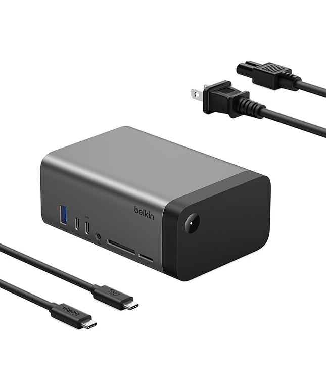 Belkin USB-C Hub, 11-in-1 Pro GaN Dock 150W, Multi-Port Docking Station w/USB-C, USB-A, Ethernet, SD, MicroSD, 3.5mm Port, 4K HDMI Ports for Triple Monitor Display - Compatible w/MacBook Pro & More