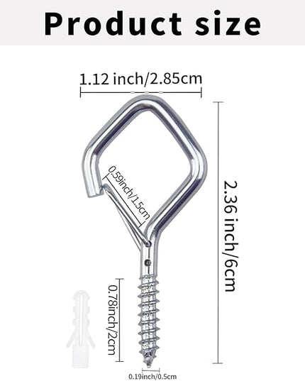 10 PCS Eye Screw Hooks for Hanging Heavy Duty with Safety Buckle.Metal Ceiling Hooks for Hanging Plants,Cup,Wind Chime,Bird Feeders,christmas String Lights at Indoor&Outdoor,2.36 Inch(No Drill Bit)
