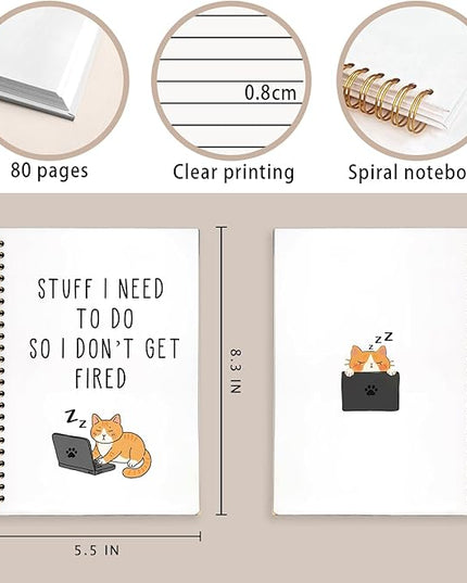 LIANGW Stuff I Need To Do So I Don't Get Fired Hardcover 160 Pages Spiral Notebooks,Funny Notebooks for Work,New Job Gift,Goodbye Gift for Coworker Leaving,Funny Gag Gift for Coworkers 5.5x8.3 Inch