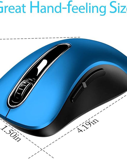 memzuoix 2.4G Portable Wireless Mouse, 1400 DPI Mobile Optical Cordless Mice with USB Receiver for Computer, Laptop, PC, Desktop, MacBook, 5 Buttons, Blue
