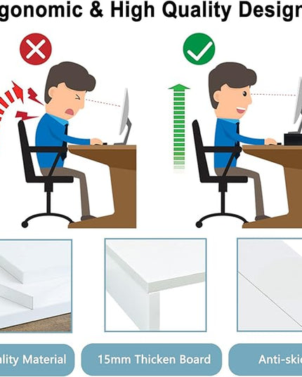 TEAMIX 20 inch White Monitor Stand Riser, Wood Desktop Stand for PC/TV/Laptop/Printer, White Monitor Riser with Storage, Computer Stand with Keyboard Organizer