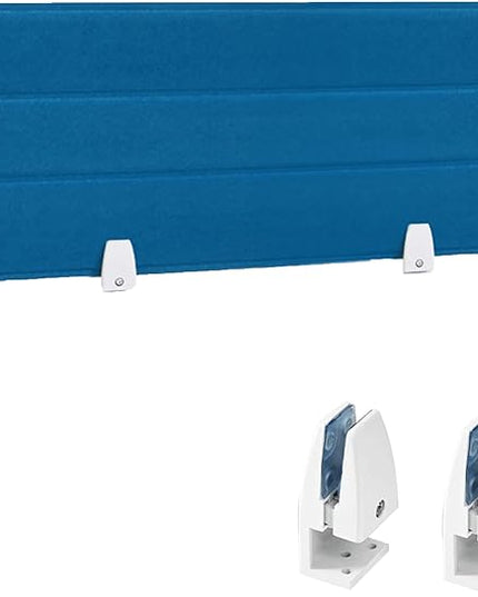 Desk Divider Panel, 34.6" x 11.8", Blue – Clamp-On with 2 L-Clips, Soundproof Noise Reducing Privacy Screen for Office or Home Desk, High Quality Polyester