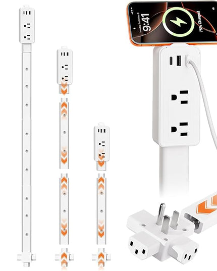 2 Pack Electrical Outlet Extender Stick Features 2 USB-A, USB-C and 2 AC Outlets, Extendable to 6", 15.3", 24.5", 34", for Hard to Reach Spaces Use Behind Couches, Nightstands, Desks, and More