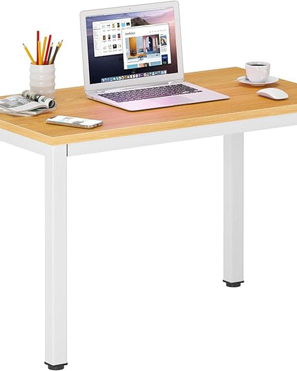 DlandHome 31.5 inches Small Computer Desk for Home Office Activity Table Writing Table for Small Spaces Study Table Student Laptop Desk Teak and White DND-AC3TW-8040,Teak + White