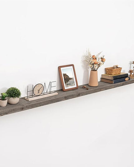 72 inch Floating Shelves for Wall, 8" Deep Rustic Reclaimed Barnwood Shelves, Floating Shelf Wall Hanging Shelves with Invisible Heavy-Duty Metal Bracket | Wall Mounted | Farmhouse Style, 1PC,Grey