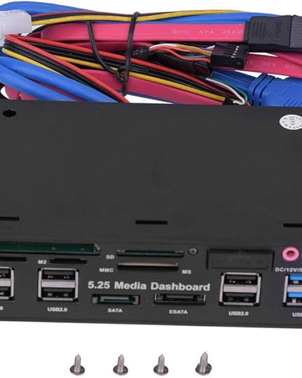 Internal Card Reader, 5.25inch Media Dashboard Front Panel Audio, All-in-1 Card Reader with USB3.0/2.0 HUB eSATA SATA Multi Card Reader(M2 / TF/SD/MMC/MS/CF)