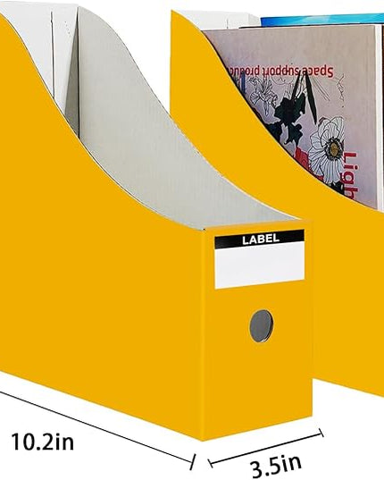 Limitliho Cardboard Magazine Holder (24 Pack), Sturdy Book Bins for Classroom, Vertical File Folder Organizer, 10.6'' 10.2'' 3.5'' Inch Magazine Rack (Multi-Color, 24 Pack)