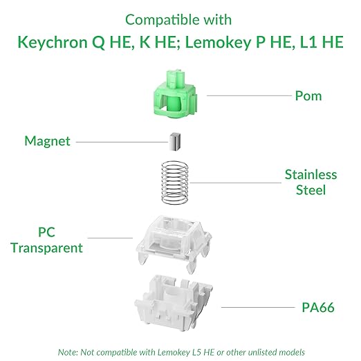 Keychron Magnetic Switches Aurora Linear - 110 PCS, 50gf, Pre-Lubed, 0.1mm Adjustable Actuation, Gateron Double-Rail Hall Effect, Compatible Replacement for HE Keyboards Only