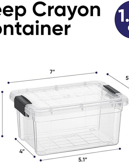 Superio Mini Storage Container Plastic Crayon Box Art Supplies and Sewing Case Stackable Clear Small Organizer for Beads, Stationery, Chalk, and Food, 1.05 Quart, 8 Pack