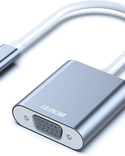 BENFEI USB C to VGA Adapter, Thunderbolt 3/4 to VGA Adapter Compatible with iPhone 15 Pro/Max, MacBook Pro/Air 2023, iPad Pro, iMac, S23, XPS 17, Surface Book 3 and More [Aluminium Shell,Grey]