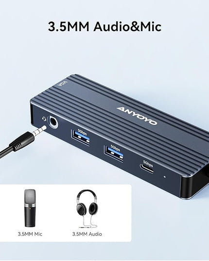 ANYOYO USB C Docking Station Dual HDMI Monitor Adapter 8-in-1 USB C HUB 3 Monitors Adapter with 4K HDMI +VGA +PD100W+Audio Laptop Docking Station for Dell/Lenovo/HP/Samsung/ASUS (Gary)
