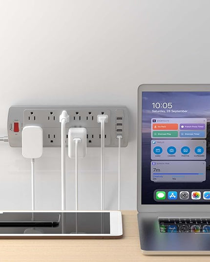Power Strip, ALESTOR Surge Protector with 12 Outlets and 4 USB Ports, 6 Feet Extension Cord (1875W/15A), 2700 Joules, ETL Listed, Grey
